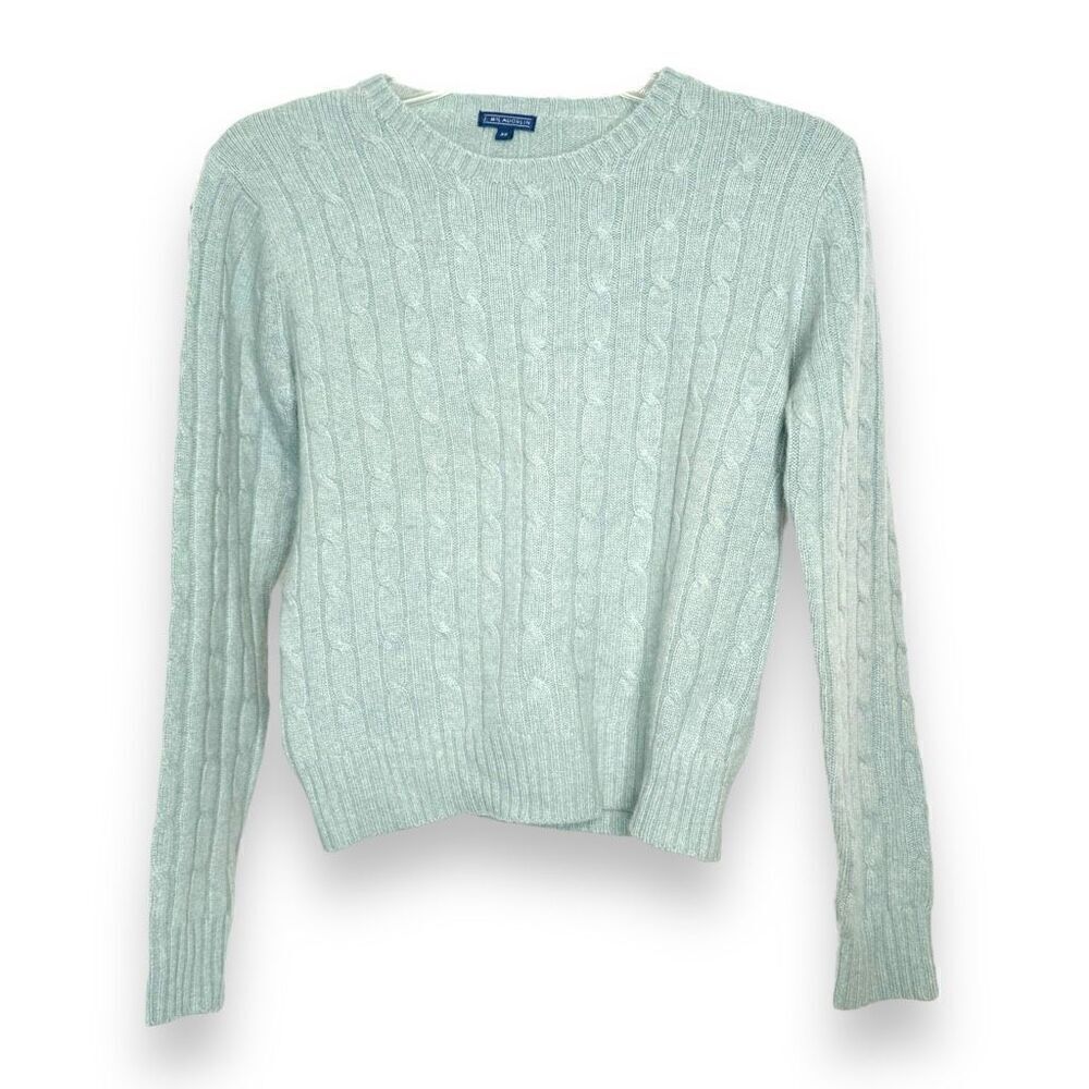 J. McLaughlin Soft Green 100% Cashmere Cable Knit Sweater Women’s Size Small S